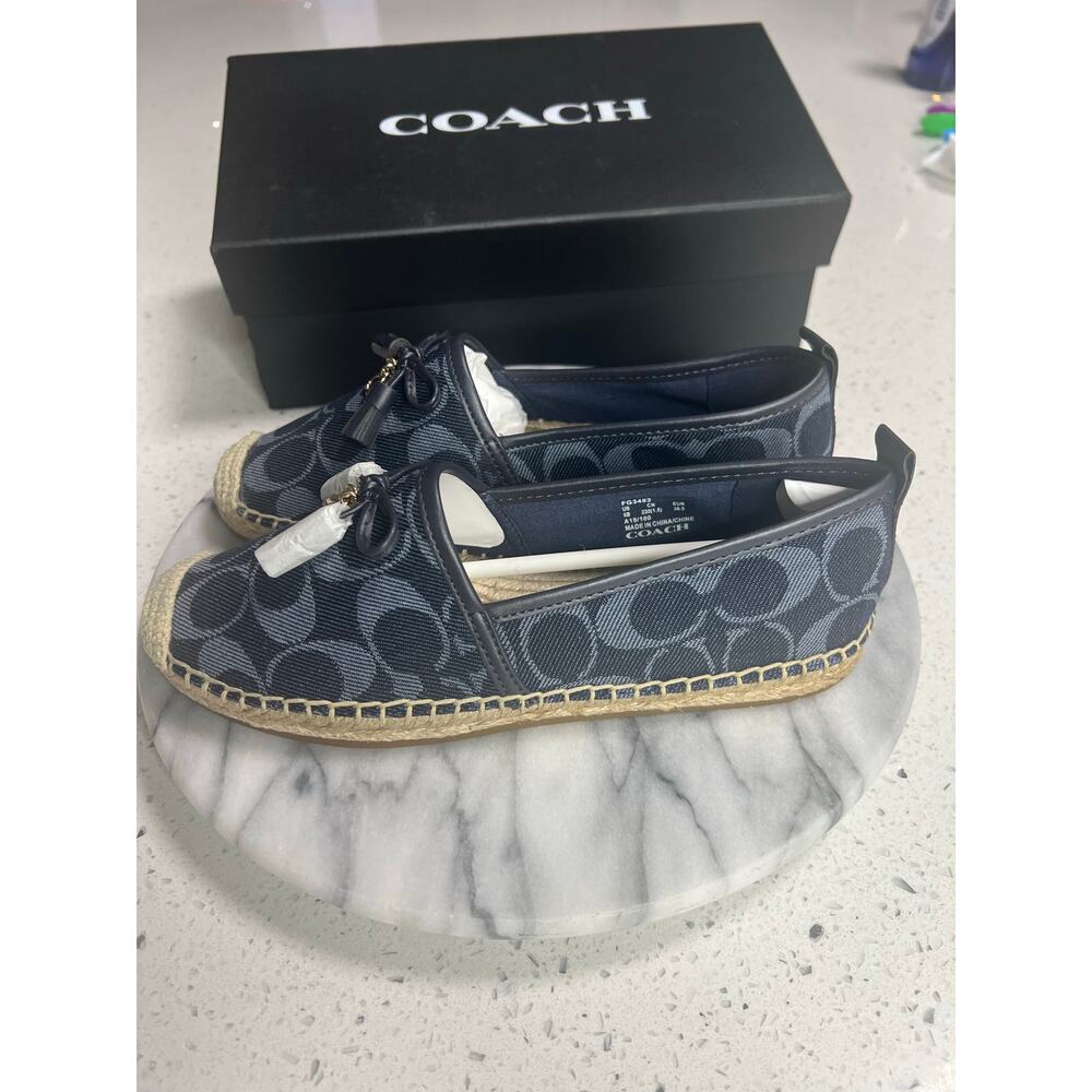 NIB COACH Carson Denim Signature Blue Espadrille Flats-FG3482 Size 6 - Picture 4 of 9